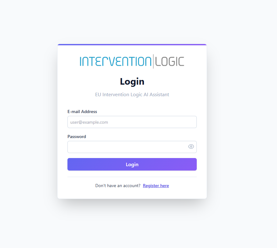 Login screen