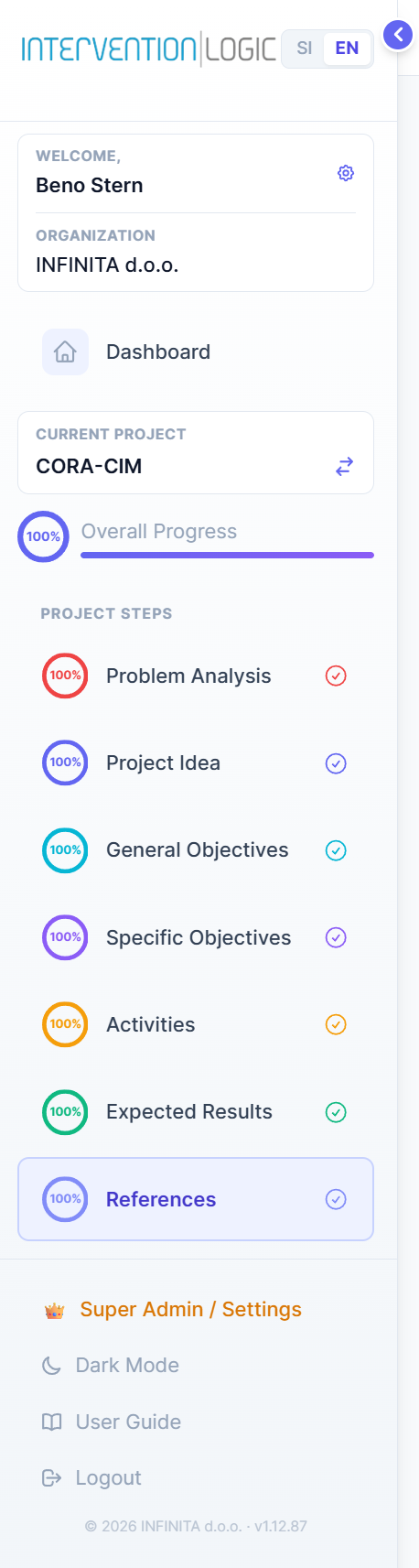 Sidebar navigation